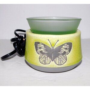 Scentsy Flutter Green Crackle Glaze Butterfly Electric Wax Warmer